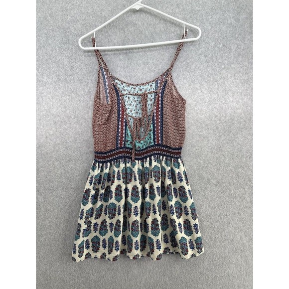 Lorimer NYC Women's Apron Dress Sleeveless Size Medium Pleated Patchwork Print - Picture 13 of 14